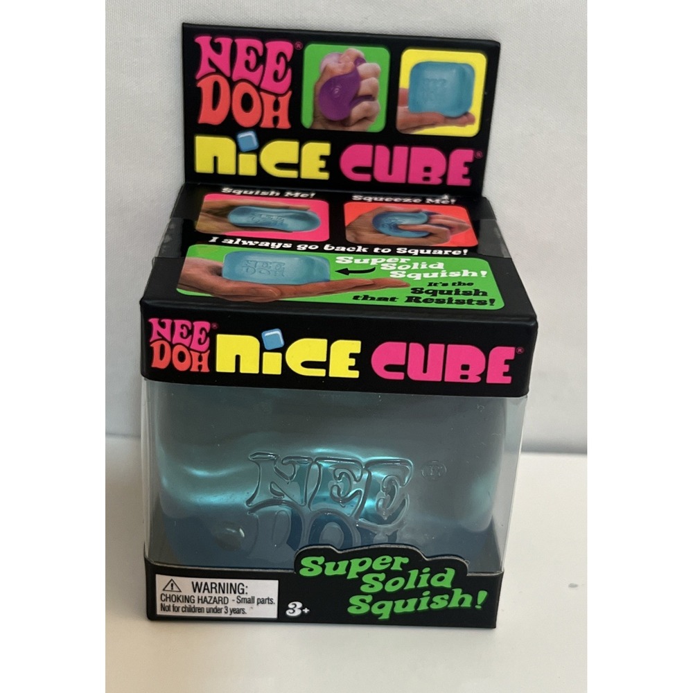 NeeDoh NICE CUBE Super Solid Squish! BLUE Squishy Fidget Toy by Schylling